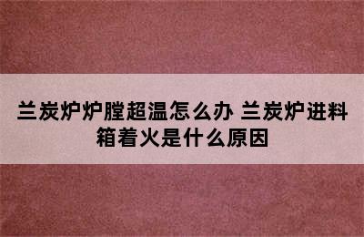 兰炭炉炉膛超温怎么办 兰炭炉进料箱着火是什么原因